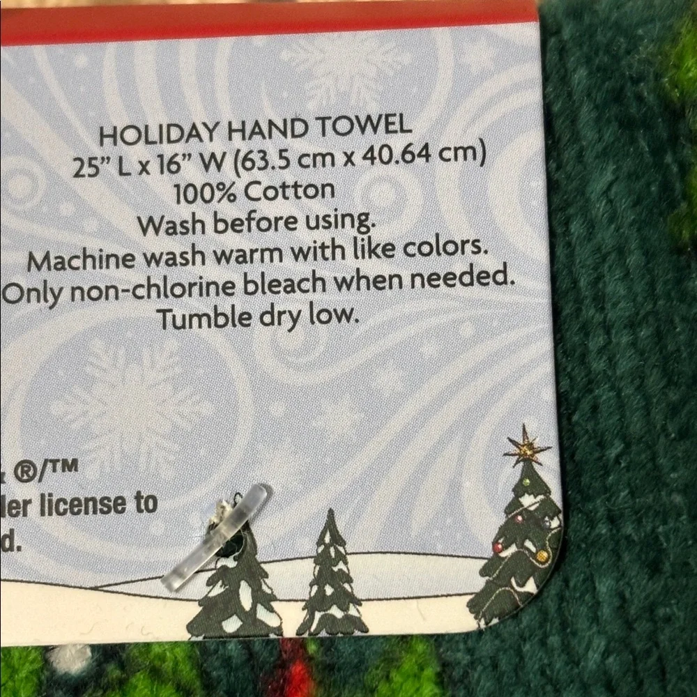NEW Rudolph the Red Nosed Reindeer Christmas Wreath Printed Green Hand Towel